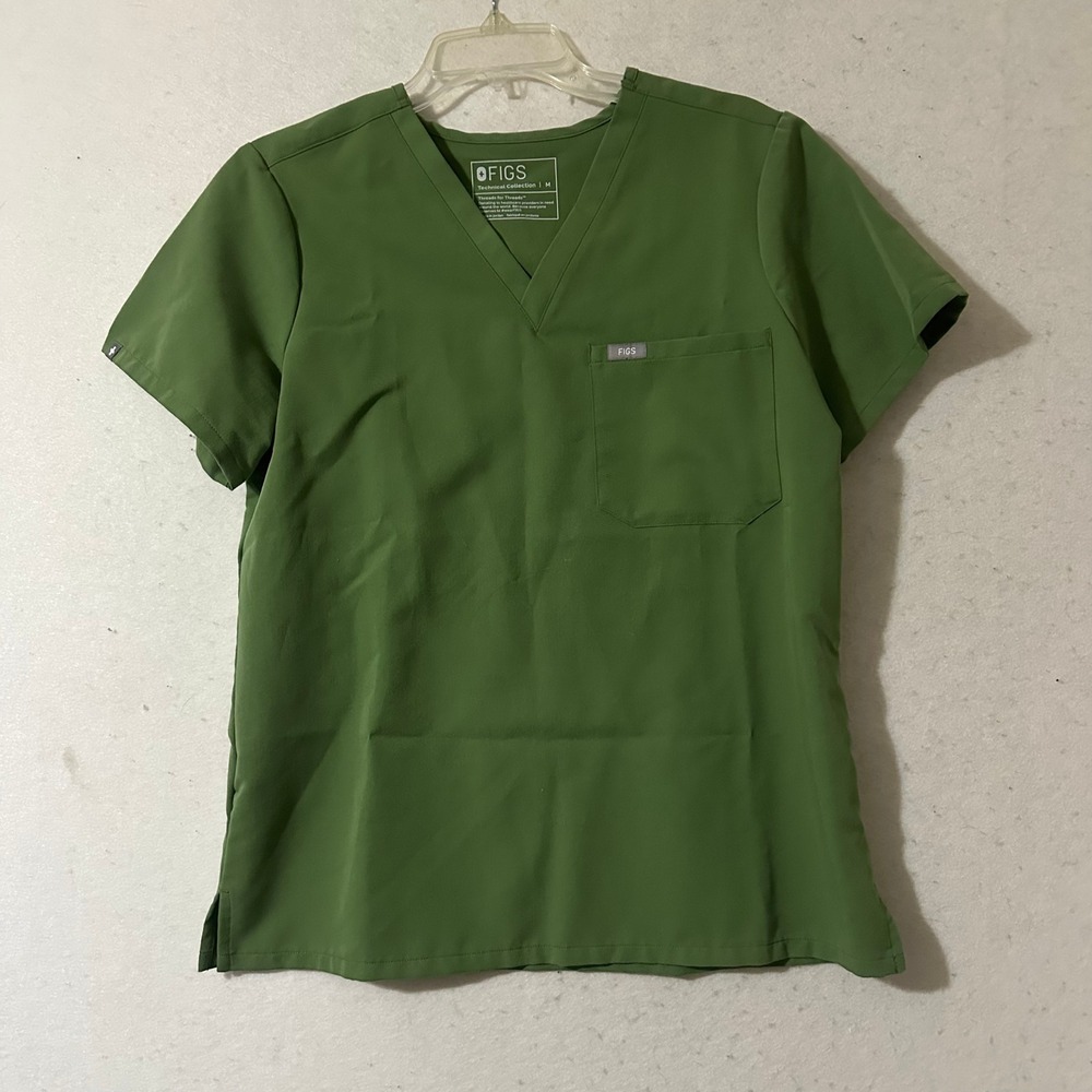 FIGS Technical Collection V-Neck Scrub Top Moss Green Womens Medium 1000211